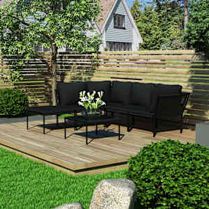 Vrtna sedežna garnitura z blazinami 6-delna črna PVC