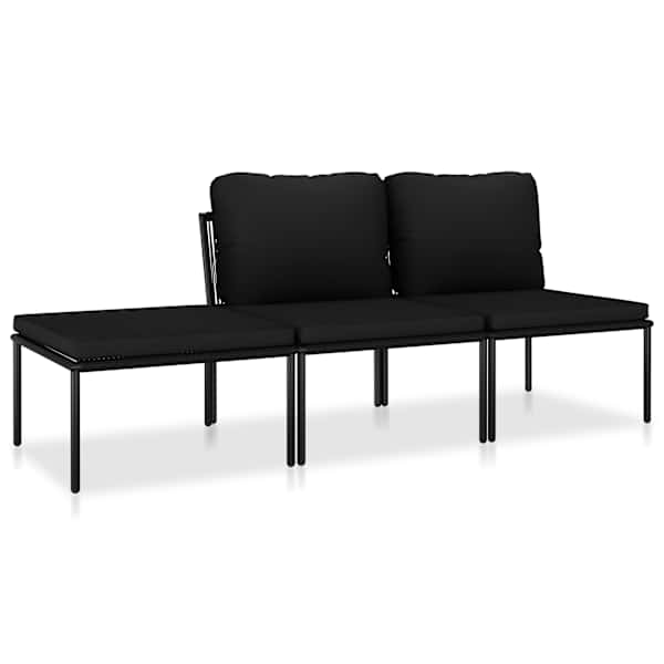 vidaXL 3-osaline aiam&ouml;&ouml;blikomplekt patjadega, must, PVC