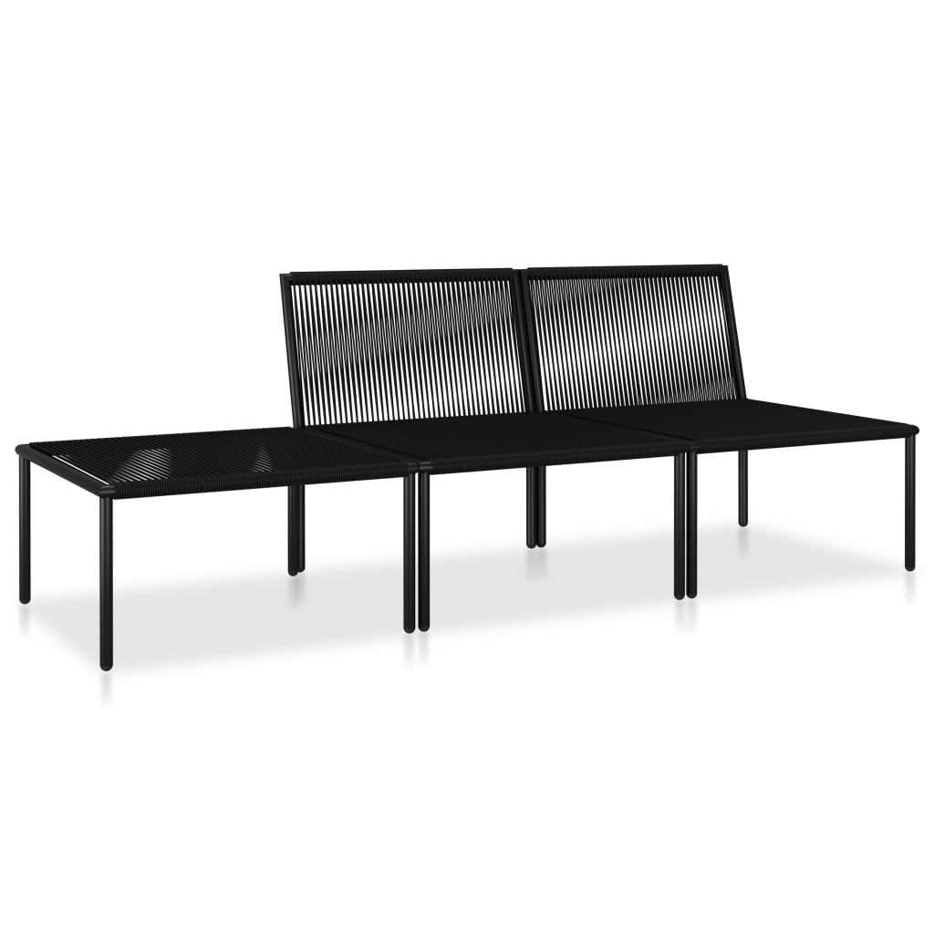 Thumbnail - vidaXL 3-tlg. Garten-Lounge-Set mit Auflagen Schwarz PVC