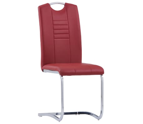 vidaXL Конзолни трапезни столове, 6 бр, червени, изкуствена кожа