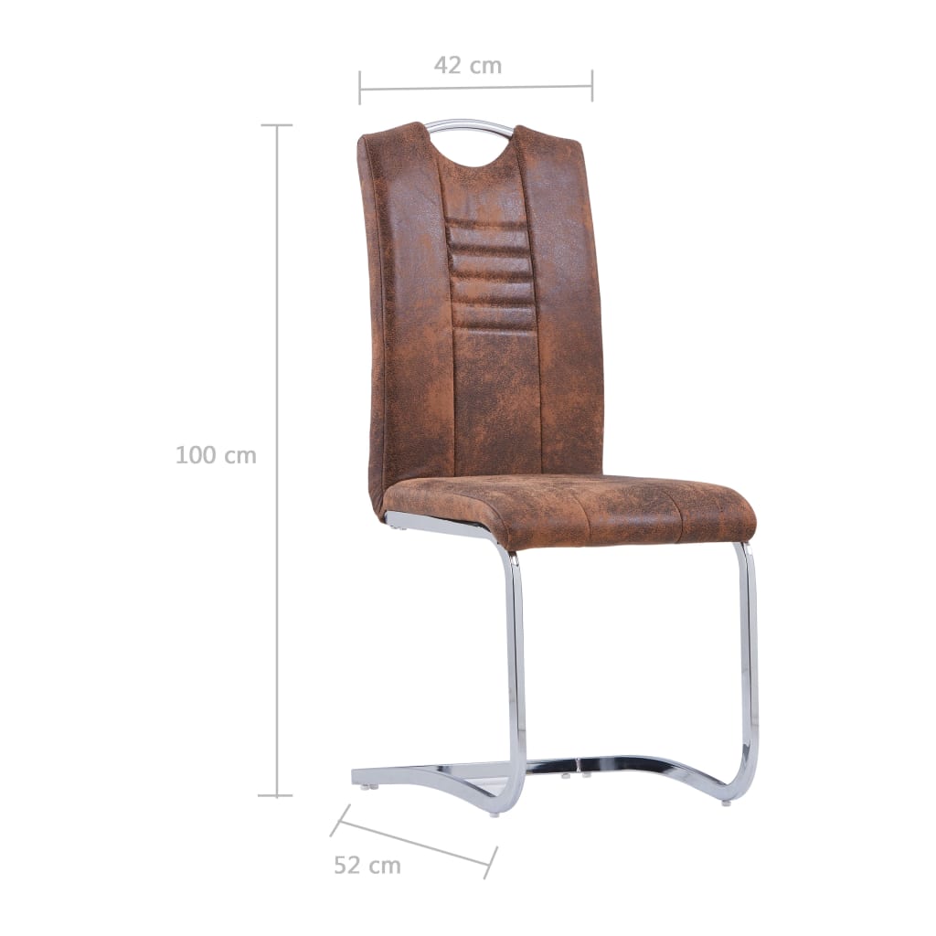 Konzolové jídelní židle 6 ks hnědé umělá broušená kůže