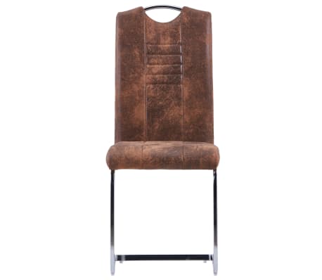 vidaXL Chaises à dîner cantilever 6 pcs Marron Similicuir daim vidaXL Chaises à dîner cantilever 6 pcs Marron Similicuir daim