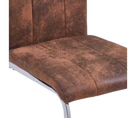 vidaXL Chaises à dîner cantilever 6 pcs Marron Similicuir daim vidaXL Chaises à dîner cantilever 6 pcs Marron Similicuir daim