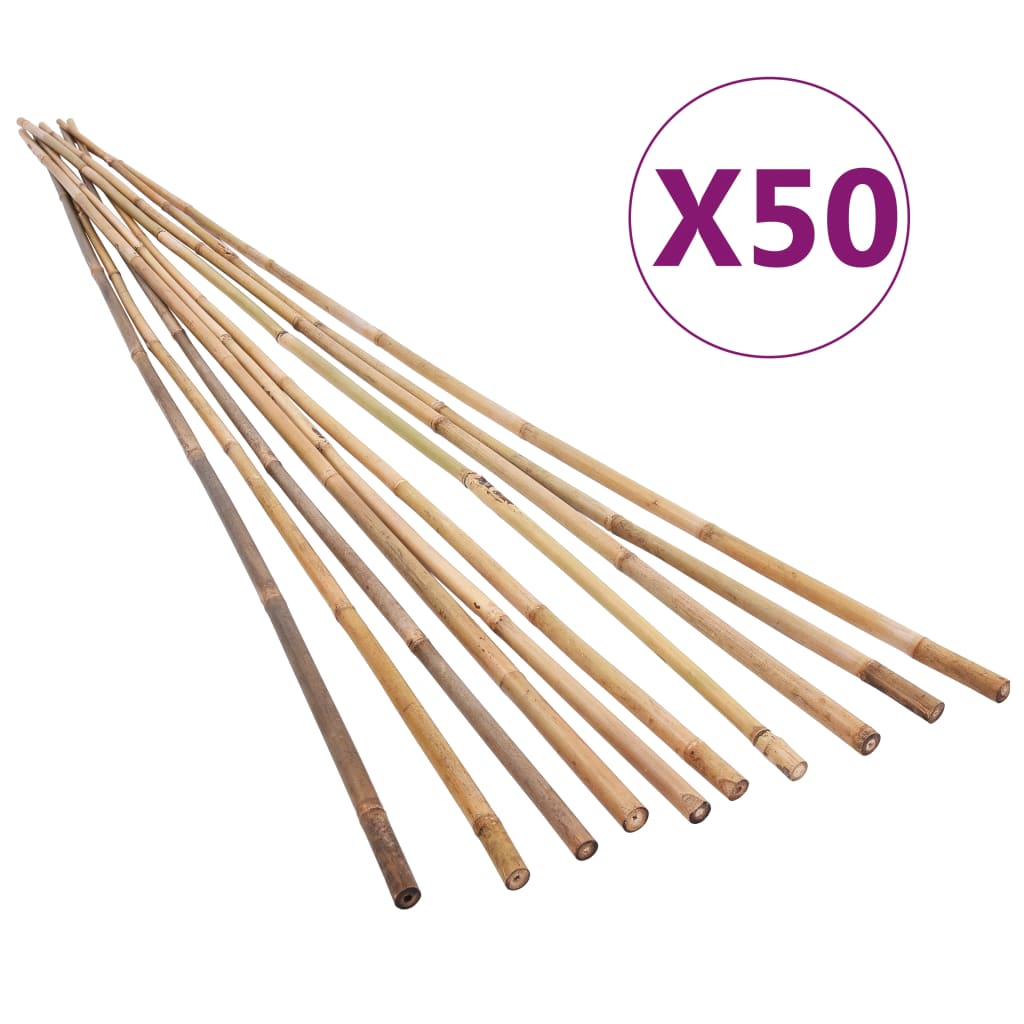vidaXL Bețe de bambus de grădină, 50 buc., 150 cm poza 2021 vidaXL