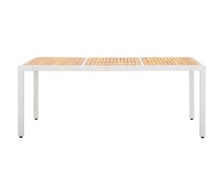 Garden Table White 190x90x75 cm Poly Rattan and Solid Acacia Wood