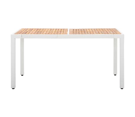 Garden Table White 150x90x75 cm Poly Rattan and Solid Acacia Wood