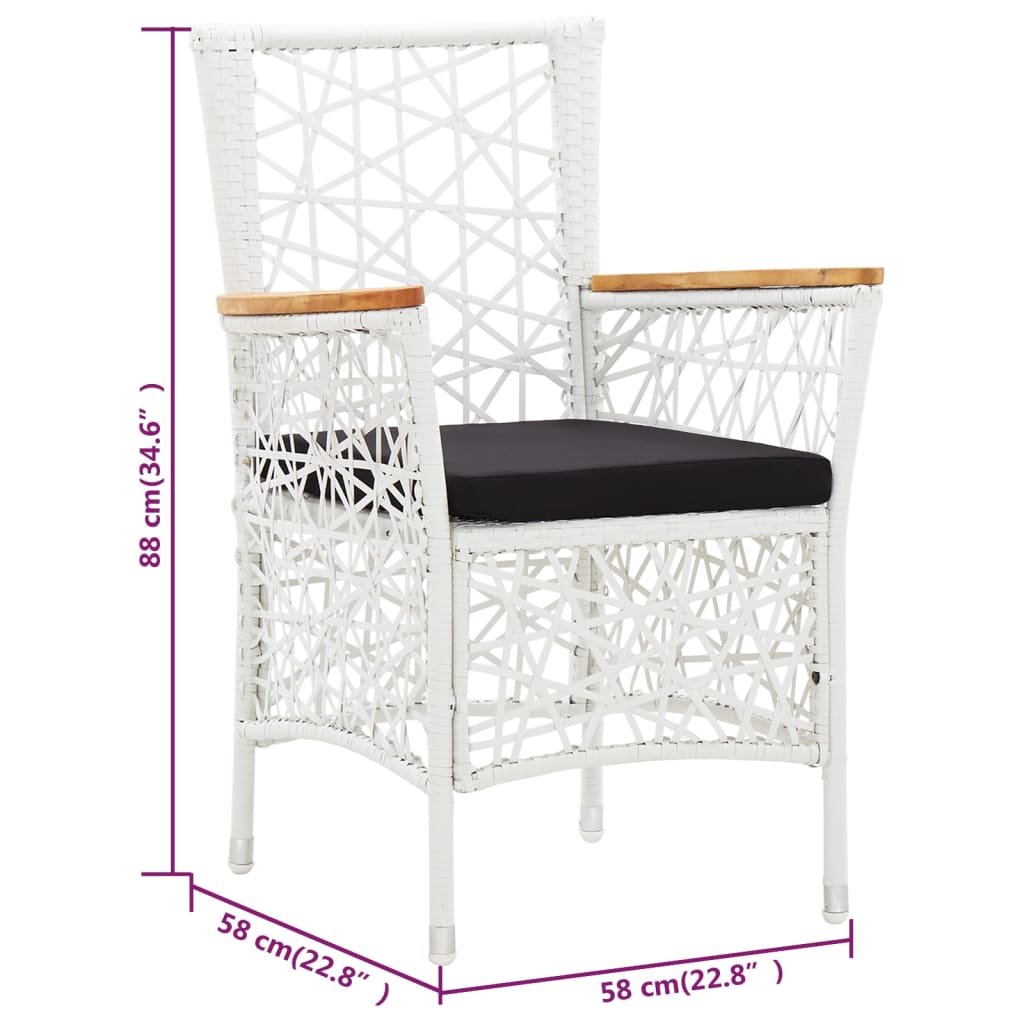 Градински трапезен комплект, 9 части, полиратан, бял