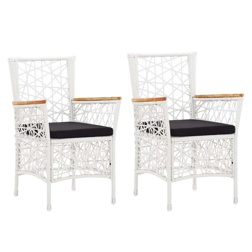 

vidaXL Patio Chairs 2 pcs with Cushions Poly Rattan White