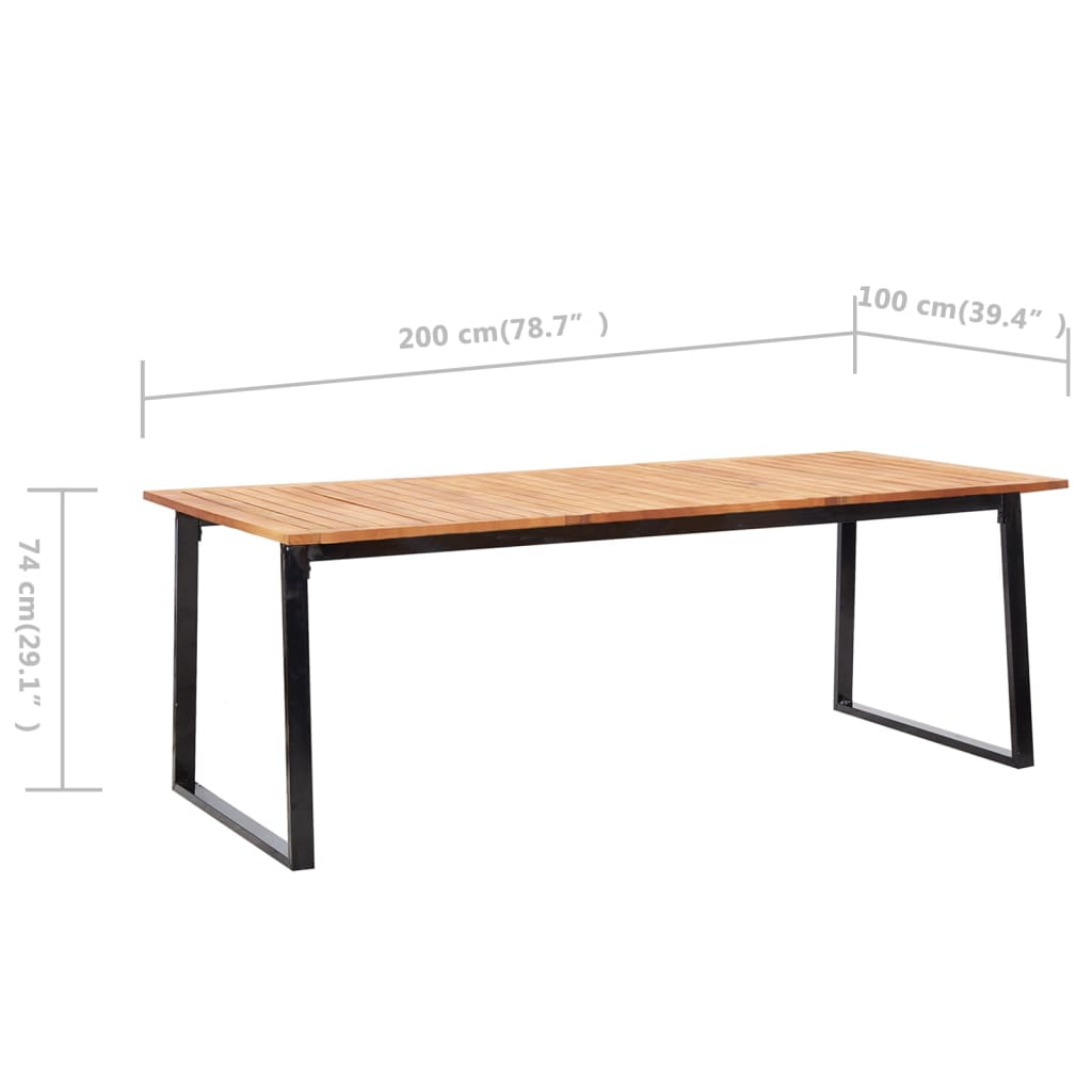 Set mobilier de exterior, 9 piese negru, poliratan, lemn acacia