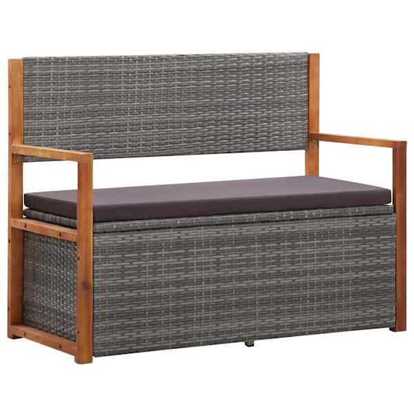 vidaXL hoiupink, 115 cm, pol&uuml;rotang ja toekas akaatsiapuit, hall