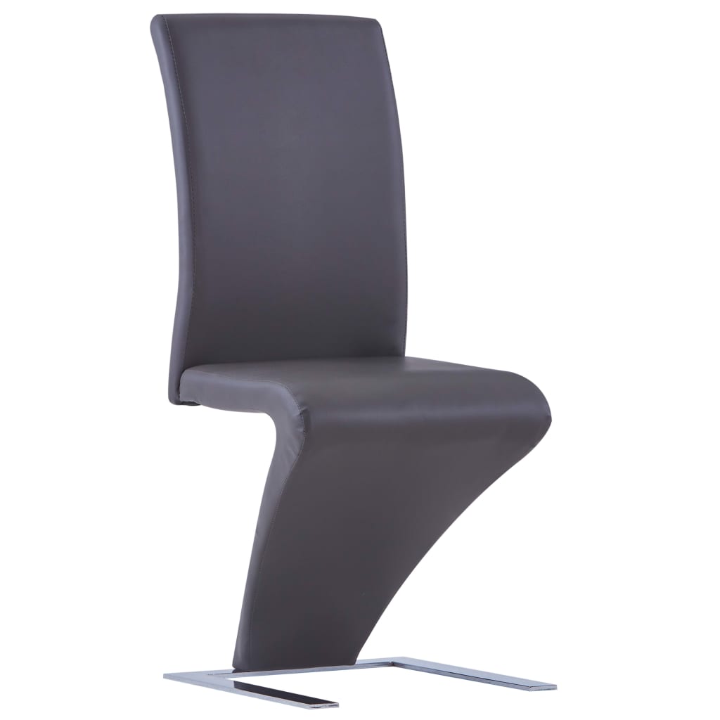 vidaXL Valgomojo kėdės, 4 vnt., pilkos sp., dirbtinė oda, zigz. formos