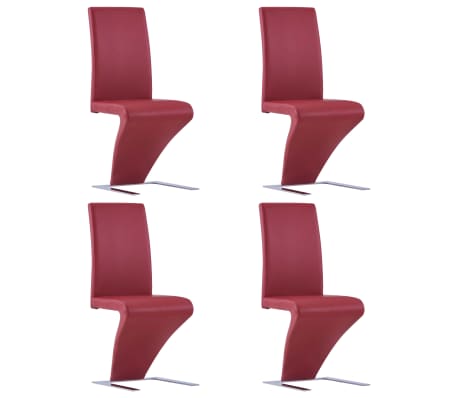 vidaXL Esszimmerstühle in Zick Zack Form 4 Stk. Rot vidaXL Esszimmerstühle in Zick-Zack-Form 2 Stk. Rot Kunstleder