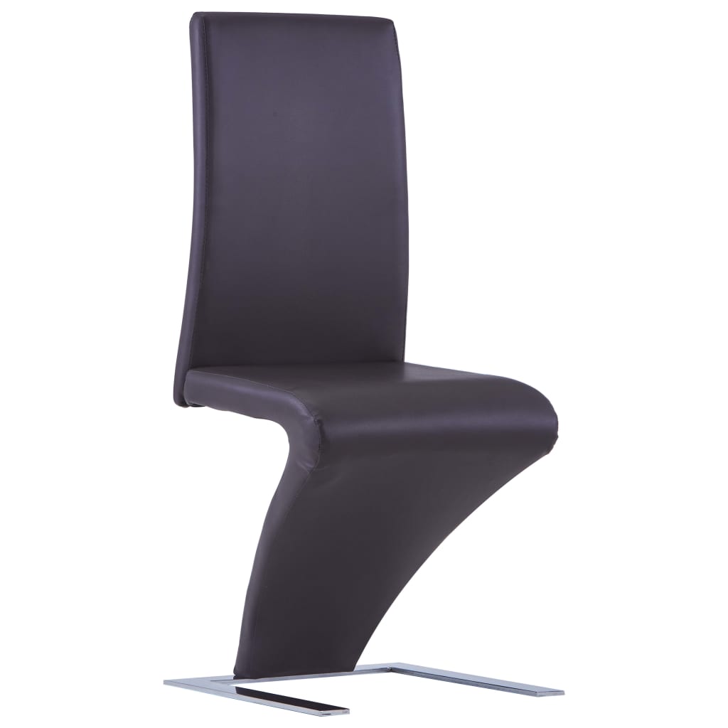 

vidaXL Eetkamerstoelen met zigzag-vorm 6 st kunstleer bruin