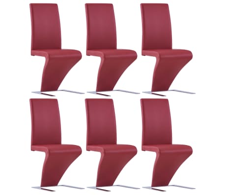 vidaXL Chaises à dîner avec forme de zigzag 6 pcs Rouge Similicuir vidaXL Chaises à dîner avec forme de zigzag 6 pcs Rouge Similicuir