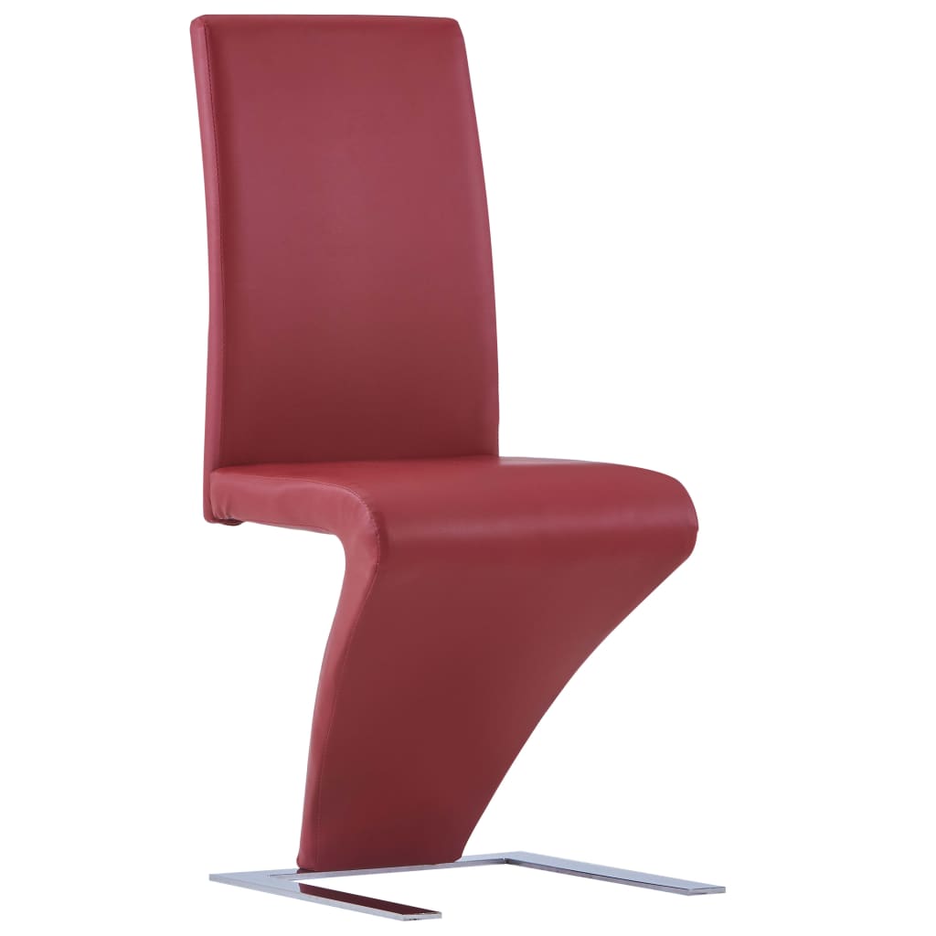 vidaXL Eetkamerstoelen met zigzag-vorm 6 st kunstleer rood