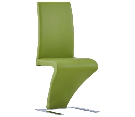 vidaXL virtuves krēsli, 6 gab., zigzaga forma, zaļa mākslīgā āda