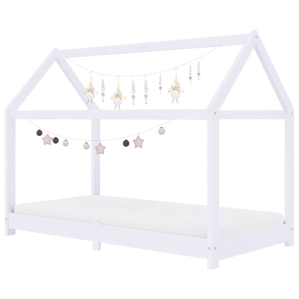 

vidaXL Kinderbedframe massief grenenhout wit 80x160 cm