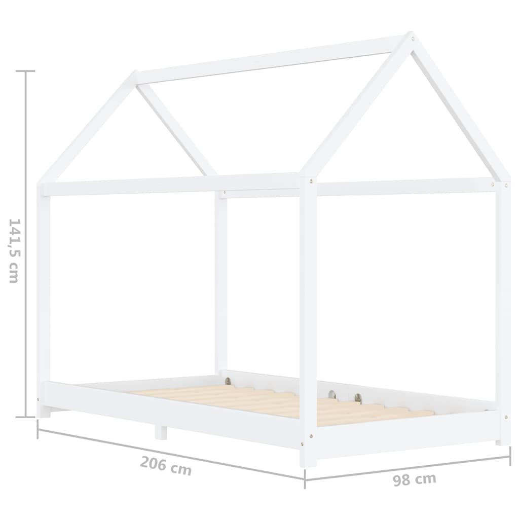 Kids Bed Frame White Solid Pine Wood 90x200 Cm VidaXL 18 width=274