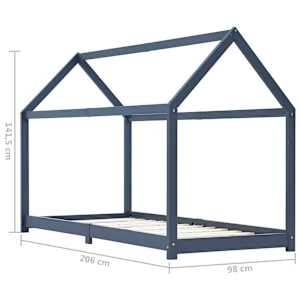 Rám dětské postele šedý masivní borové dřevo 90 x 200 cm - obrázek 7