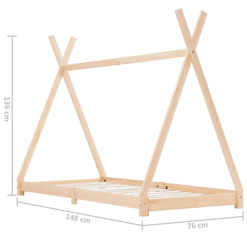 Kids Bed Frame Solid Pine Wood 70x140 Cm VidaXL 18 width=274