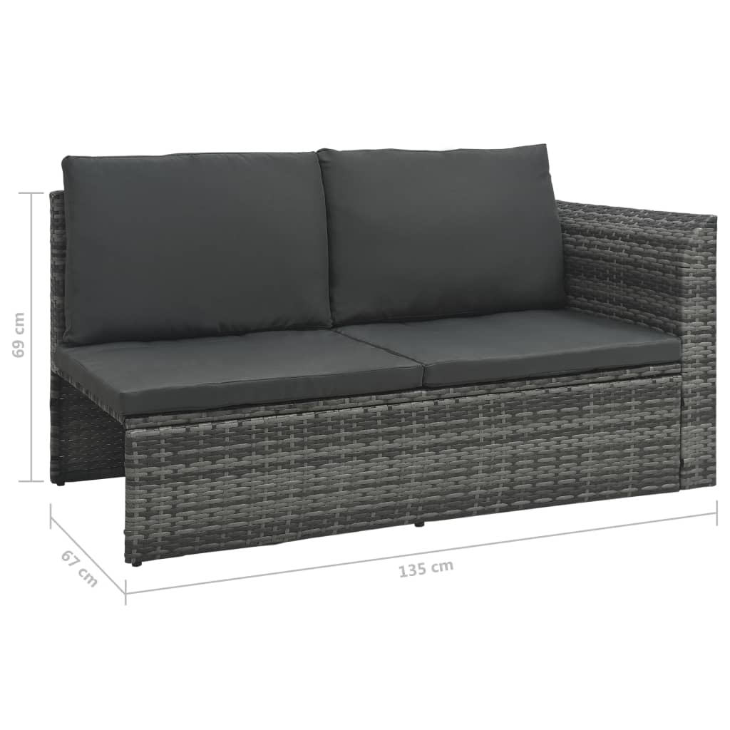 4-részes szürke polyrattan kerti bútorgarnitúra párnákkal