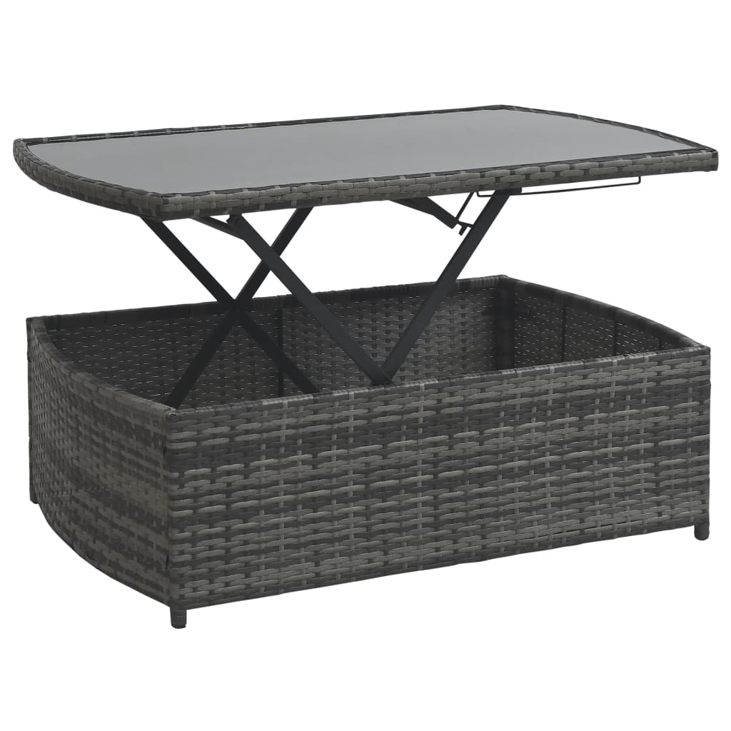 4-részes szürke polyrattan kerti bútorgarnitúra párnákkal