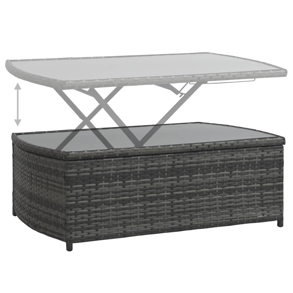 4-részes szürke polyrattan kerti bútorgarnitúra párnákkal