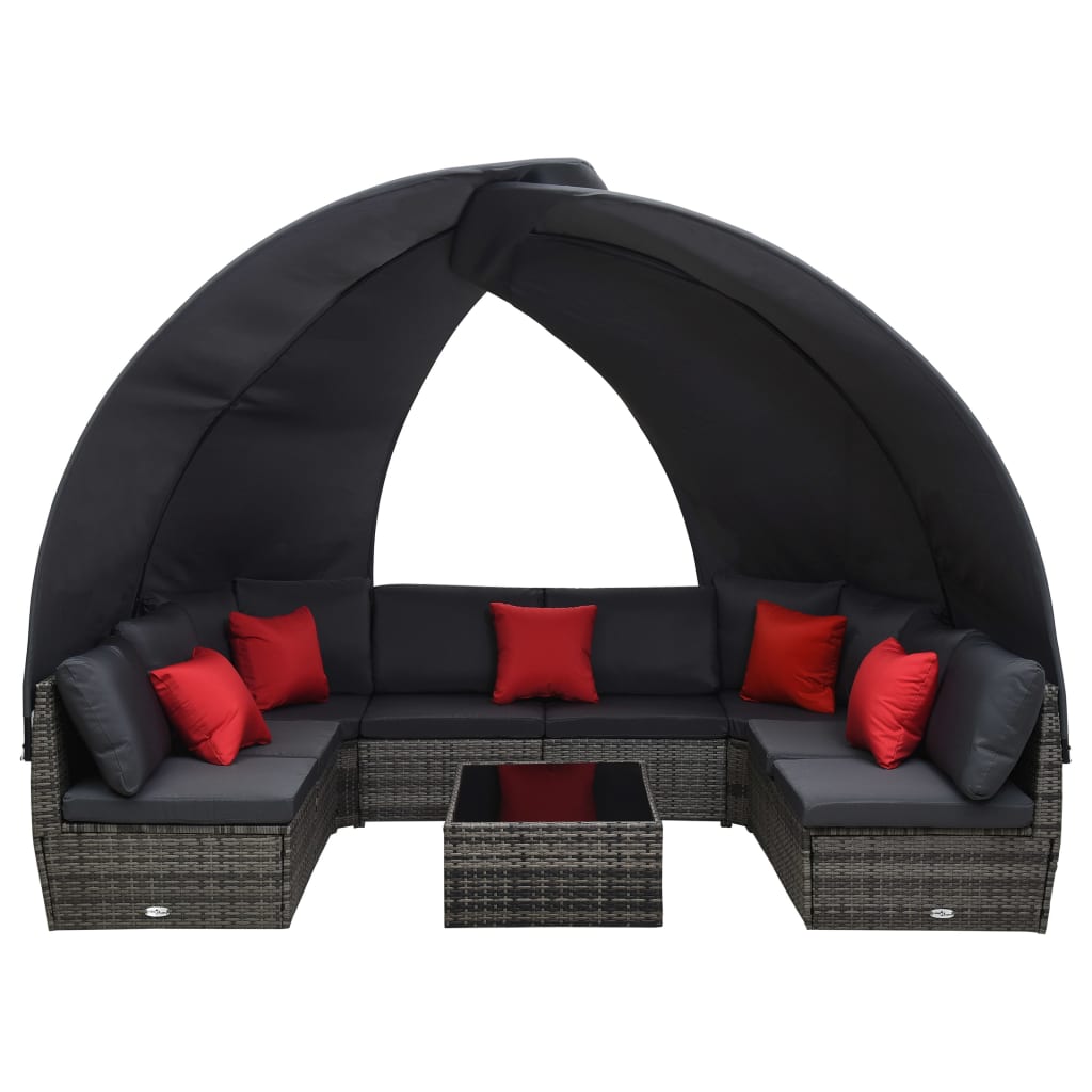 

vidaXL 9-delige Loungeset met luifel poly rattan antraciet