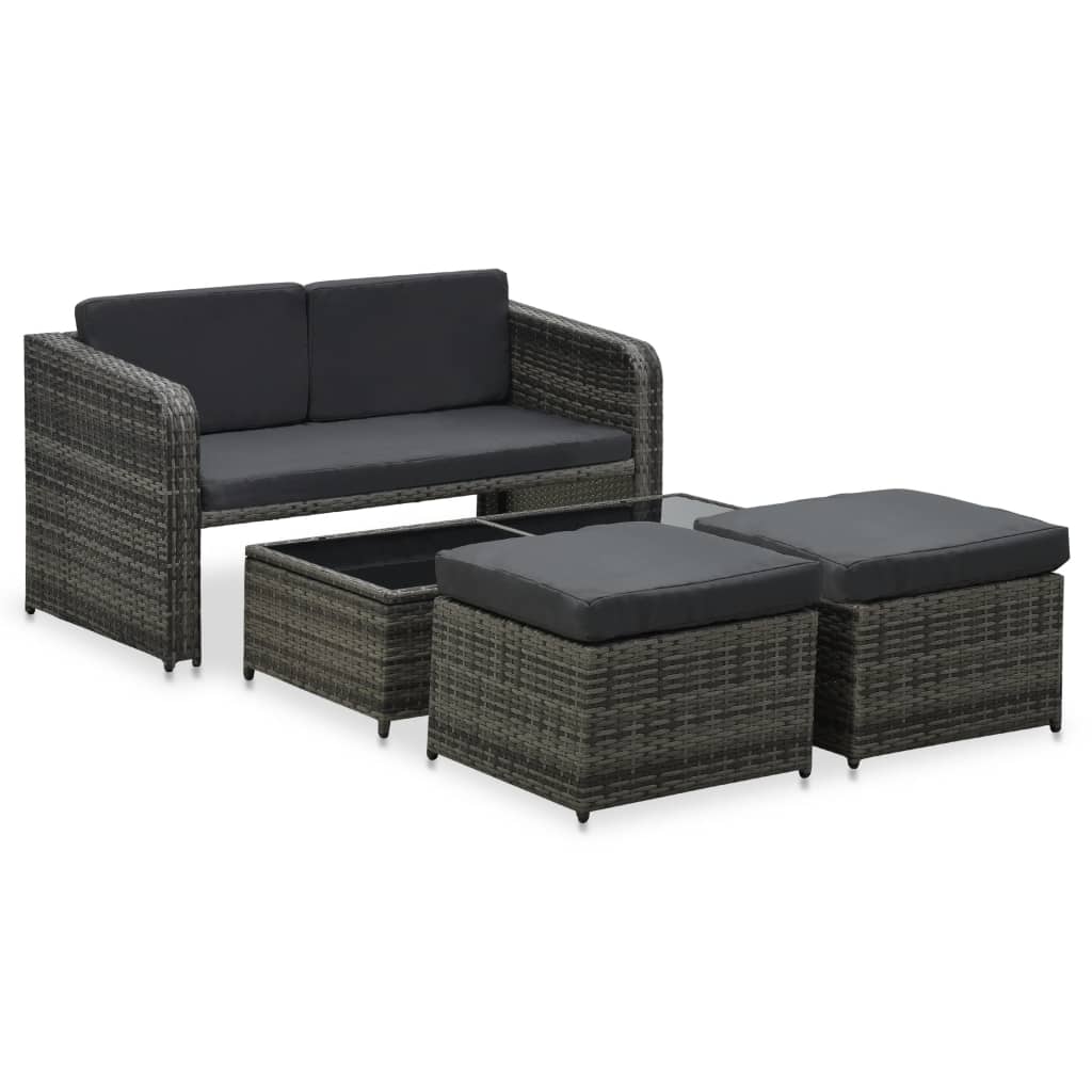 Photos - Garden Furniture VidaXL 4 Piece Patio Lounge Set with Cushions Poly Rattan Anthracite 