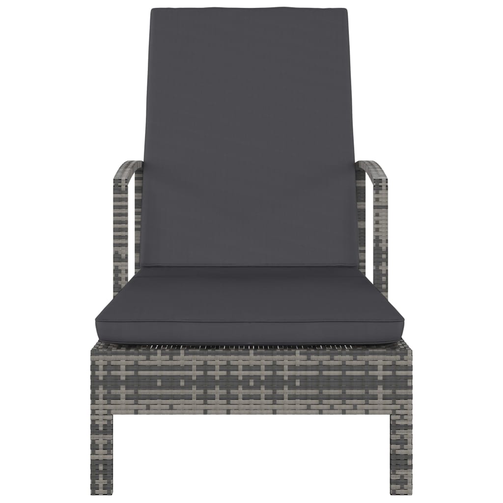 vidaXL szürke polyrattan karfás napozóágy