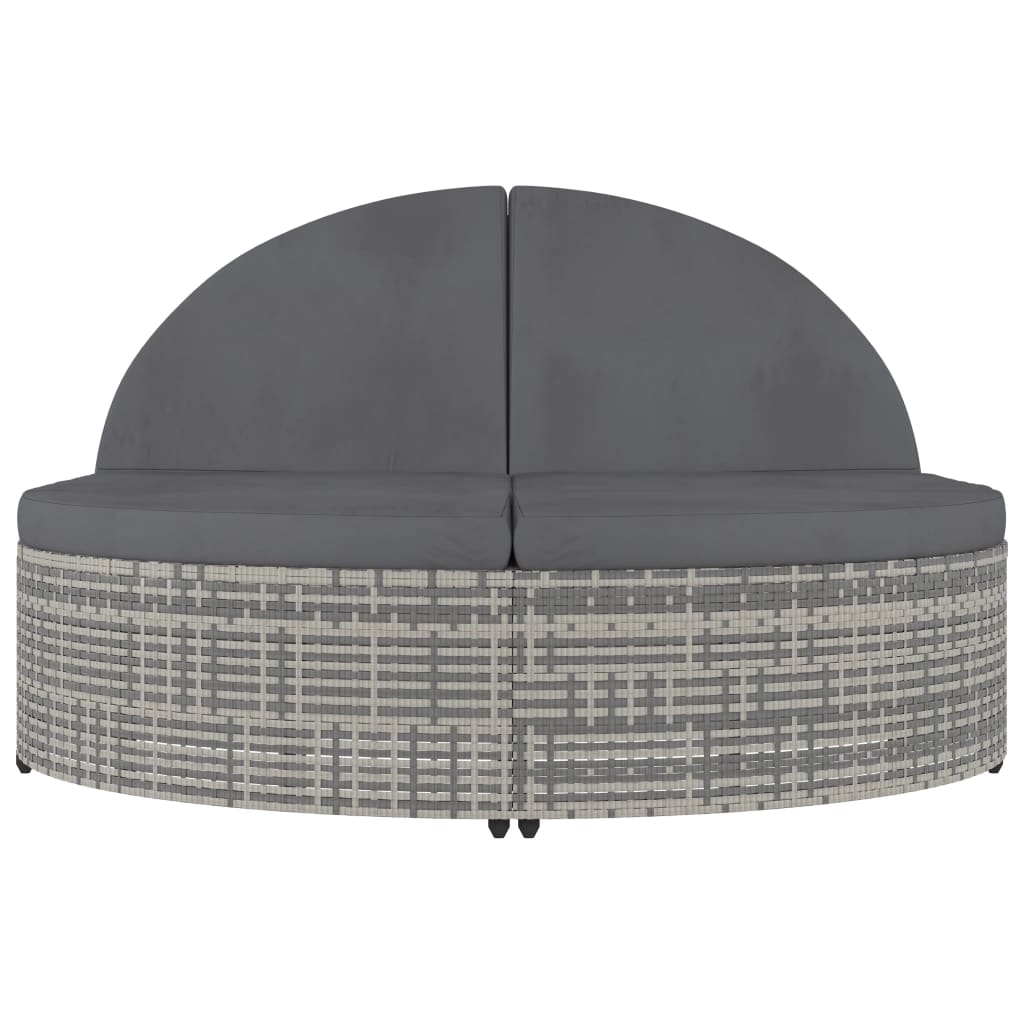 Thumbnail - vidaXL Doppel-Sonnenliege mit Kissen Poly Rattan Grau