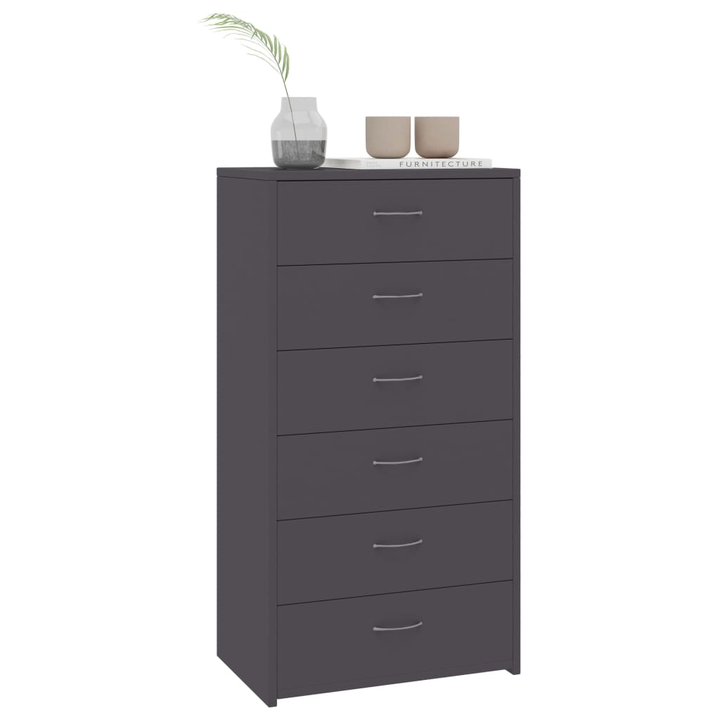 

vidaXL Dressoir met 6 lades 50x34x96 cm spaanplaat grijs
