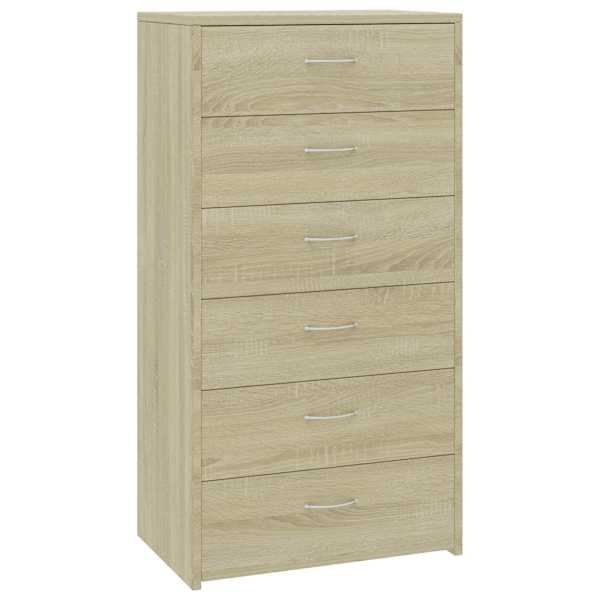 vidaXL puhvetkapp 6 sahtliga Sonoma tamm 50x34x96 cm tehispuit