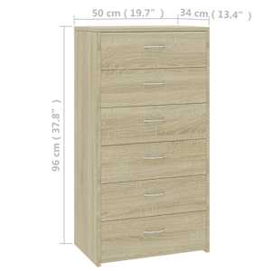 Příborník se 6 zásuvkami sonoma dub 50 x 34 x 96 cm kompozit - obrázek 6