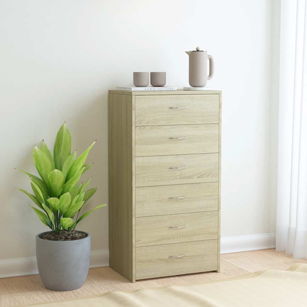 vidaXL Komoda z 6 szufladami, d�b sonoma, 50x34x96 cm
