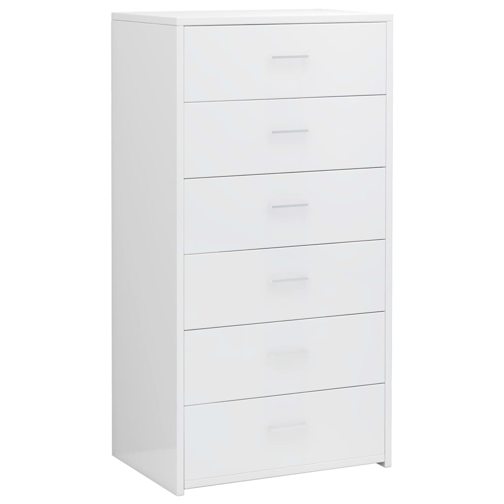 vidaXL Dressoir met 6 lades 50x34x96 cm bewerkt hout hoogglans wit
