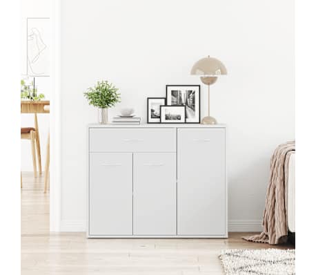 vidaXL Aparador de Aglomerado 3 Puertas Blanco Armario Auxiliar Mueble