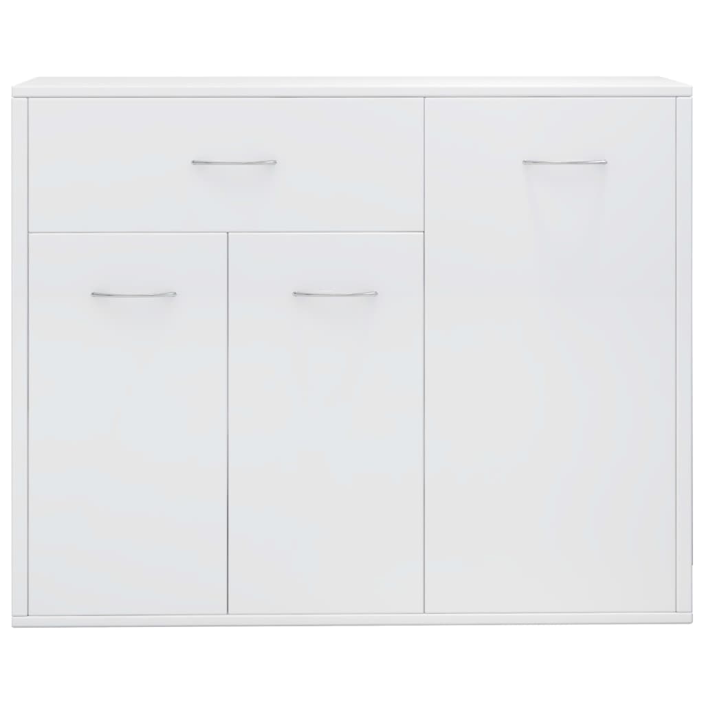 Magasfényű fehér forgácslap tálalószekrény 88 x 30 x 70 cm 