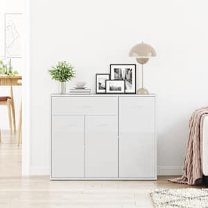 Příborník bílý s vysokým leskem 88x30x70 cm kompozitní dřevo - obrázek 3