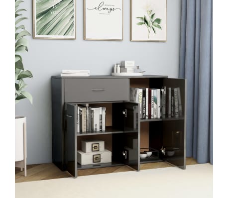 vidaXL Dressoir 88x30x70 cm bewerkt hout hoogglans grijs