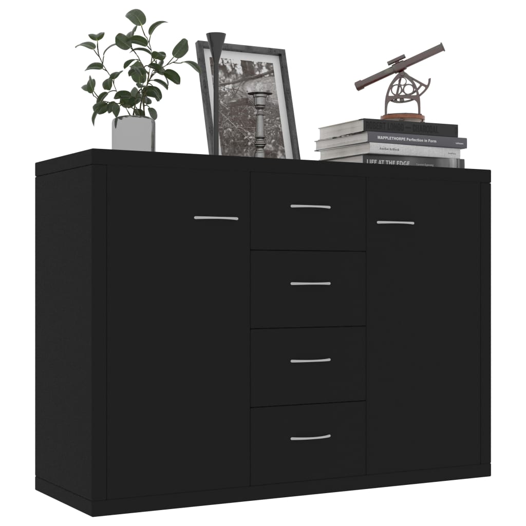 vidaXL Dressoir 88x30x65 cm bewerkt hout zwart afbeelding
