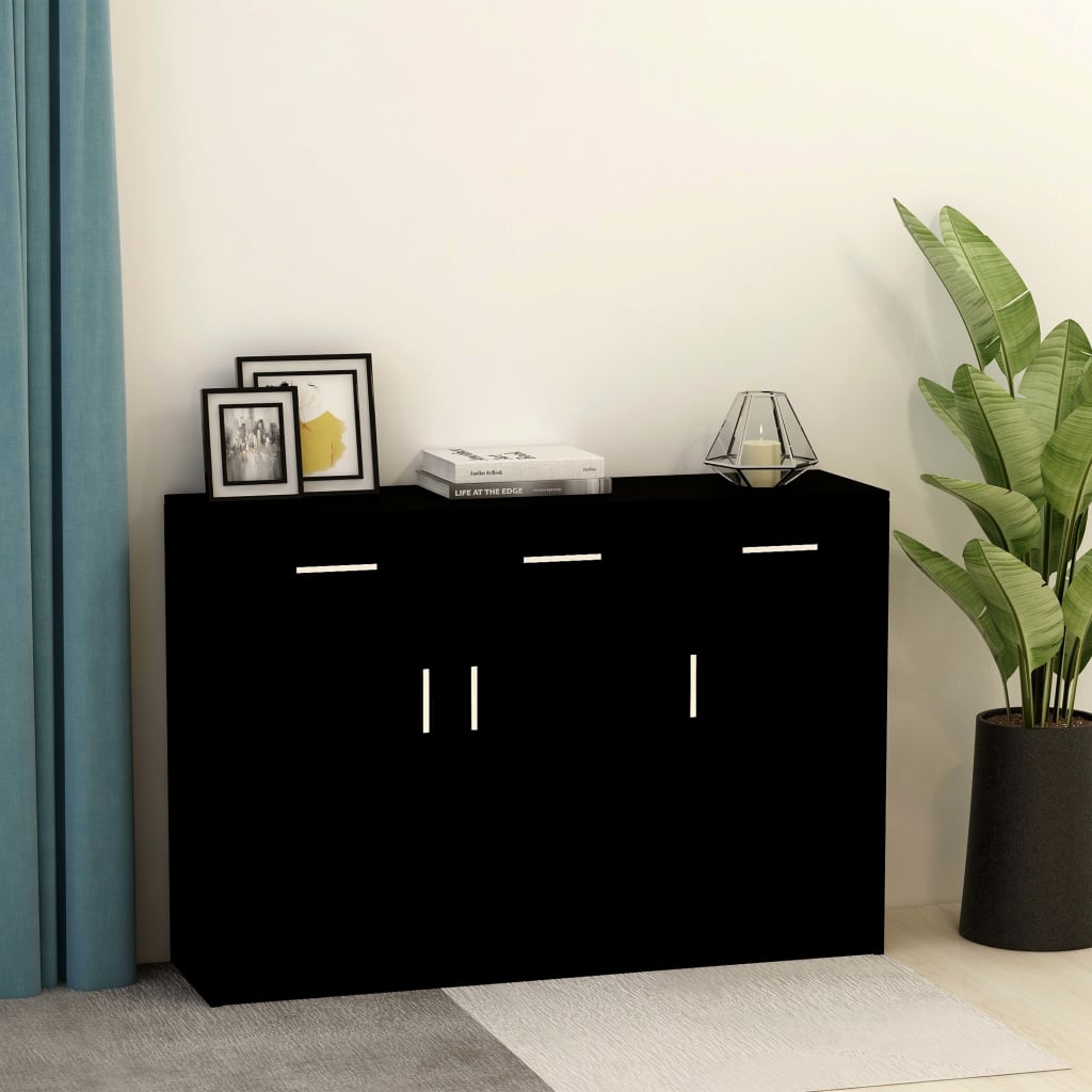 vidaXL Buffet Noir 110x30x75 cm Aggloméré