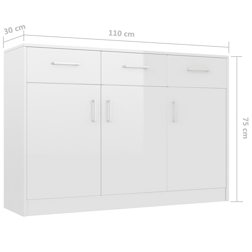 Sideboard Hochglanz-Weiß 110x30x75 cm Holzwerkstoff | Stepinfit.de