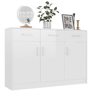 vidaXL Skjenk høyglans hvit 110x30x75 cm konstruert tre