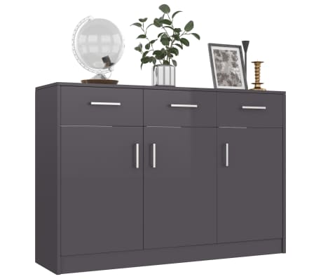 vidaXL &Scaron;oninė spintelė, pilka, 110x30x75cm, apdirbta mediena, blizgi