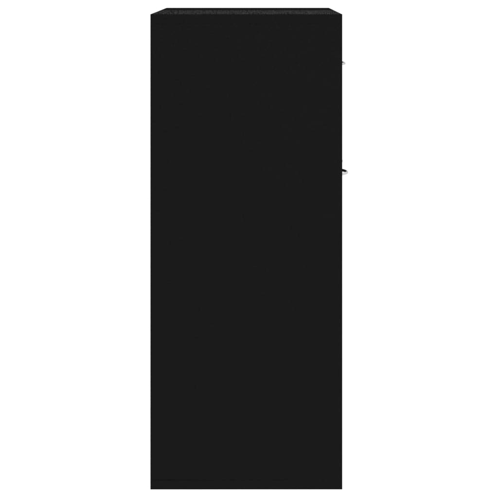 Fekete forgácslap tálalószekrény 60 x 30 x 75 cm 