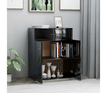 vidaXL Skjenk høyglans svart 60x30x75 cm konstruert tre