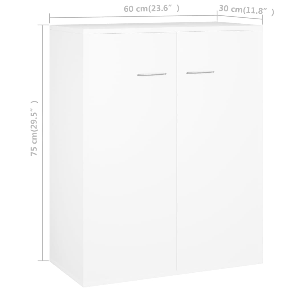 Fehér forgácslap tálalószekrény 60 x 30 x 75 cm 