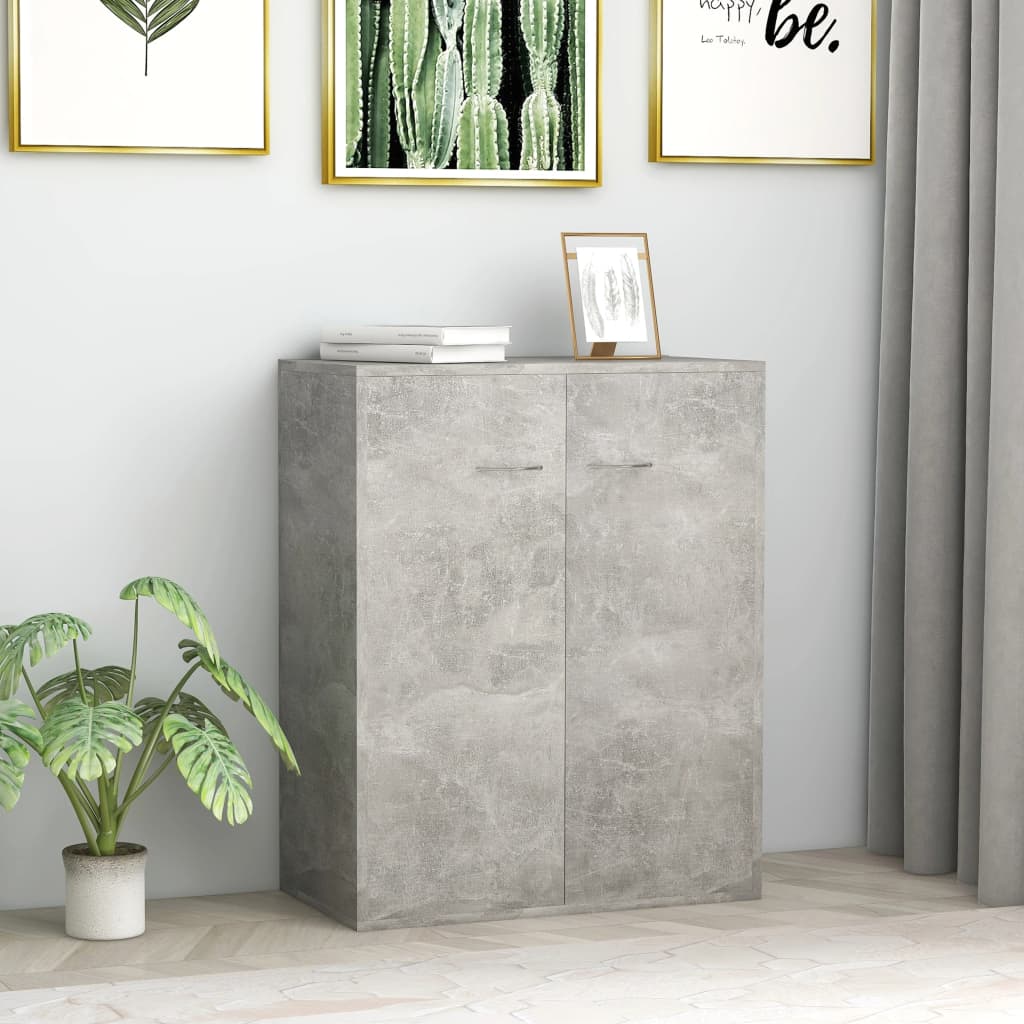 vidaXL Buffet Gris béton 60 x 30 x 75 cm Aggloméré