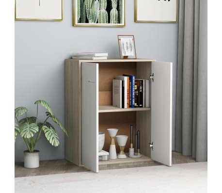 vidaXL Senkki valkoinen ja Sonoma-tammi 60x30x75 cm lastulevy